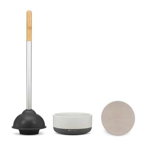 Full Circle Royal Plunge Toilet Plunger with Ceramic Holder