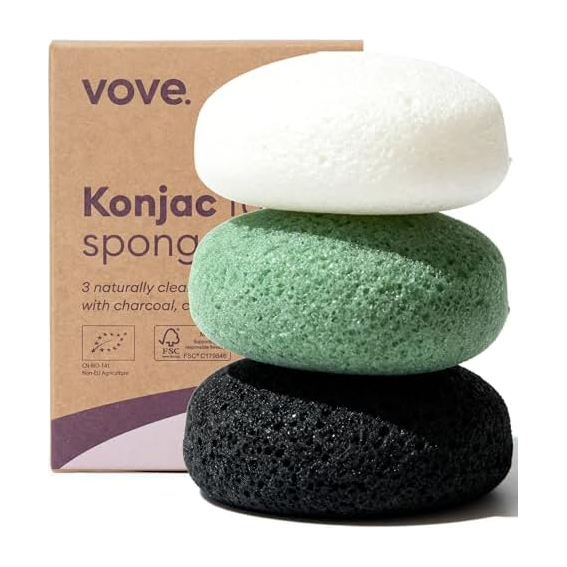 Vove Organic Konjac Facial Sponges 3-Pack