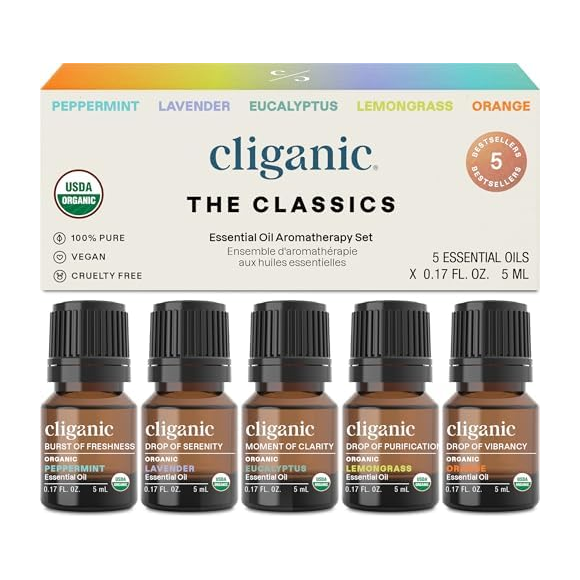 Cliganic Organic Essential Oils Set Top 5 Classics